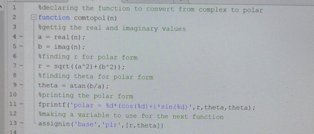 101: Assume we have a row vector of complex numbers such as: