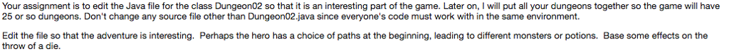  Your assignment is to edit the Java file for the class