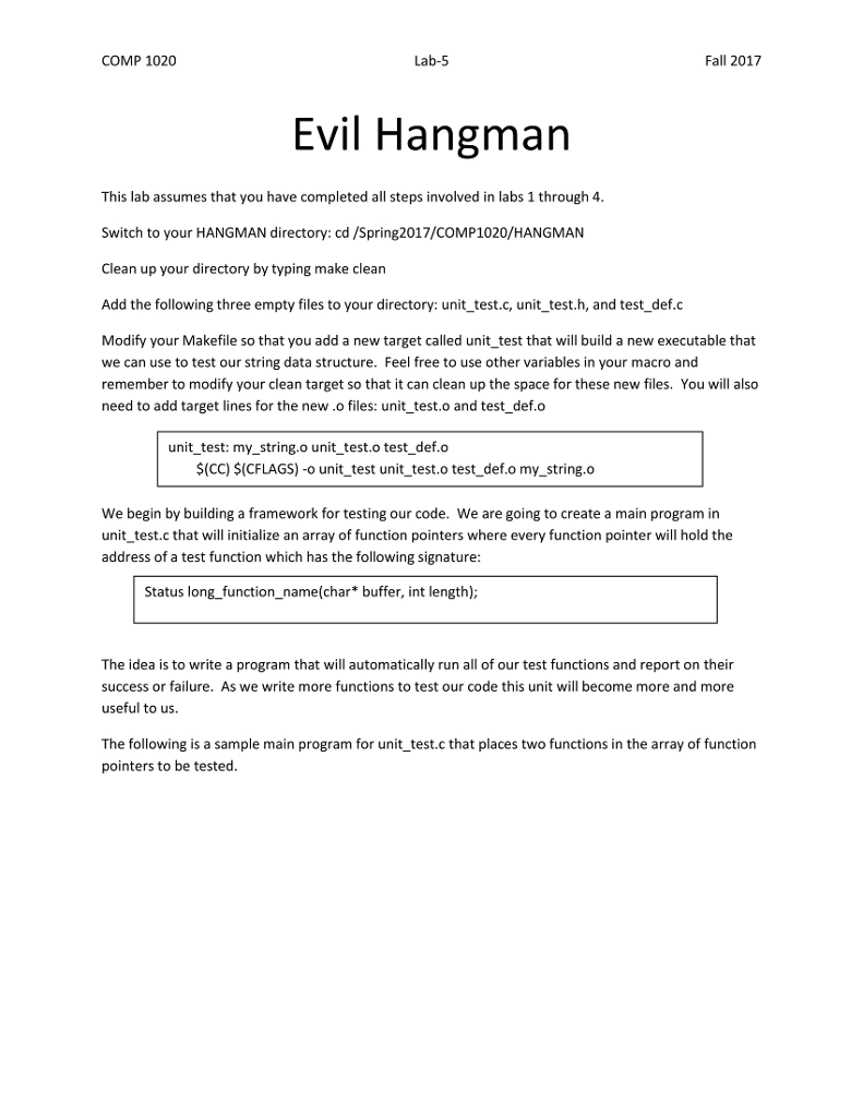 I need a help in lab 5. COMP 1020 Lab-5 Fall 2017