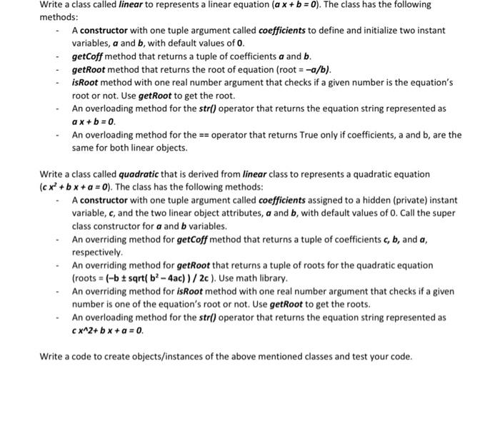 please solve it as soon as possible by python. Write a class