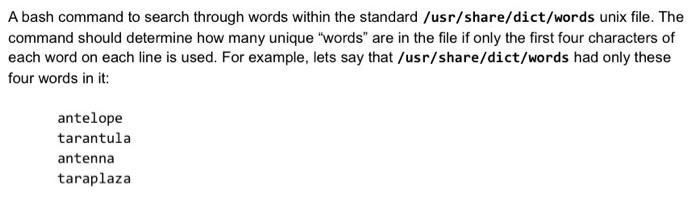  A bash command to search through words within the standard /usr/share/dict/words