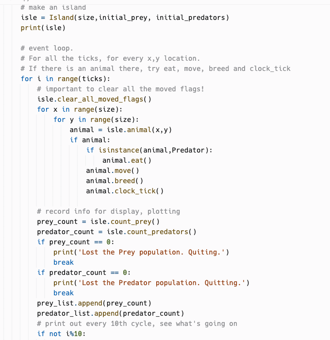 Human object's creation time), if a Predator is in a neighboring cell
