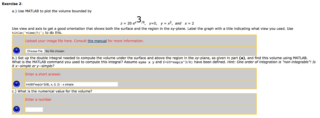 i gnore my answer for part b please. Exercise 2: a.) Use