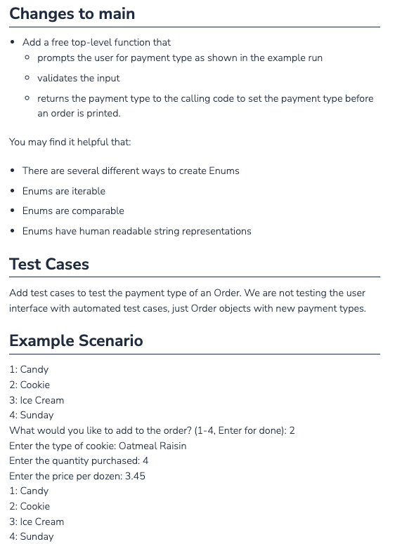 Payment Method Problem In this part of the project, you will add