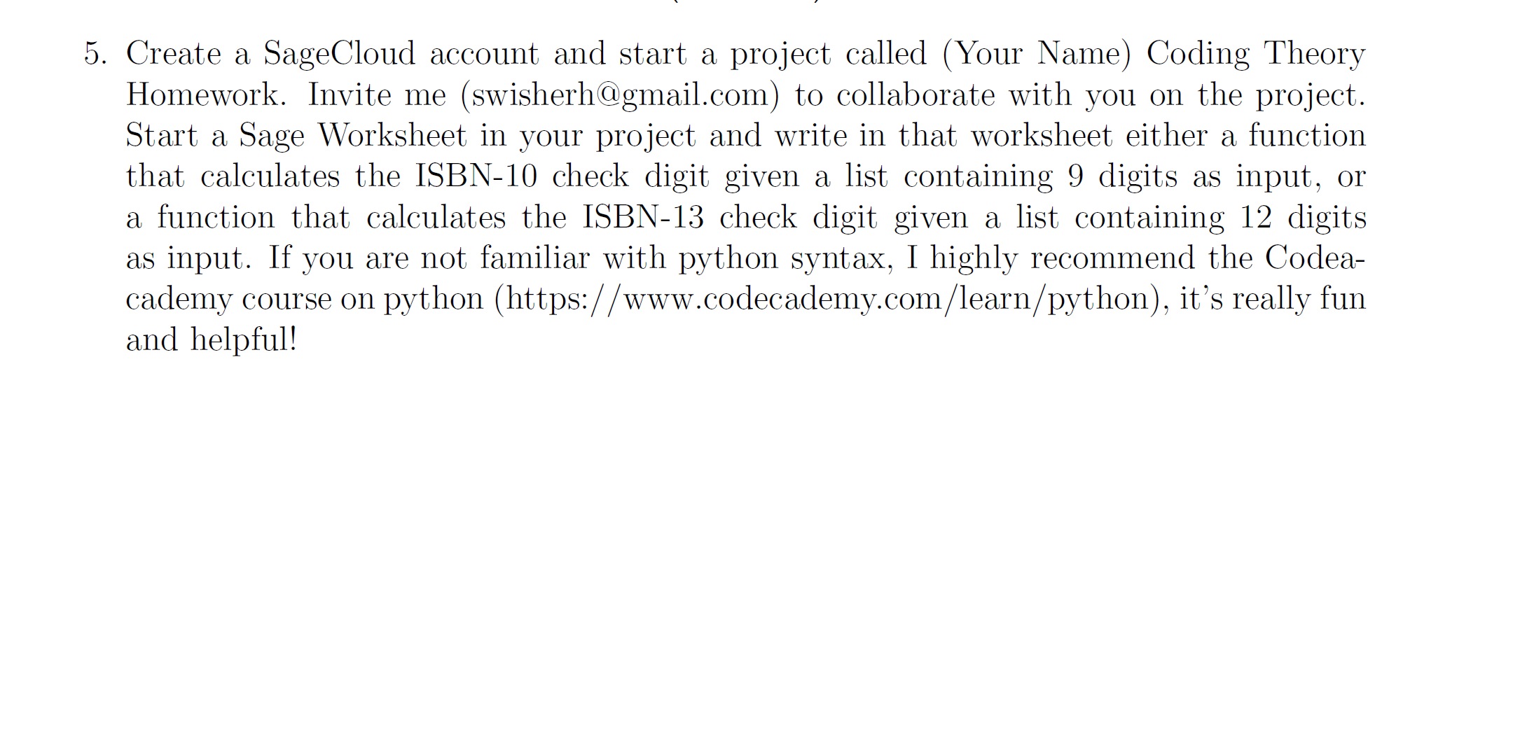  Create a Sage Cloud account and start a project called (Your