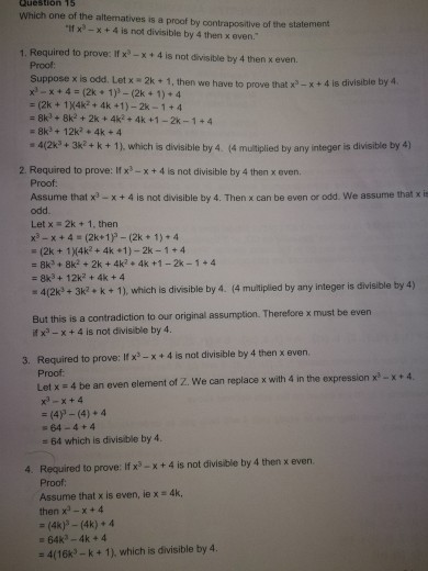  Which one of the altematives is a proof by contrapositive of