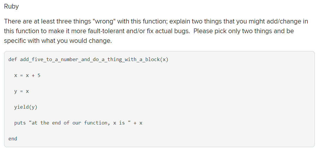 Ruby There are at least three things "wrong" with this function;