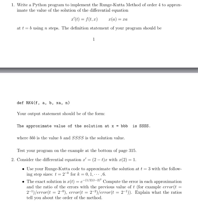 In python code please, do not test on example on page 315.