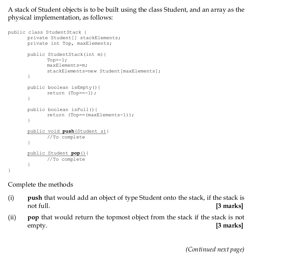 String toString() { return ("ID="+this.id+", marks="+this.marks); } (a) The class below can