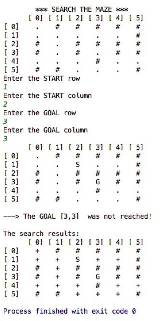 MazeSolverWithStack.java as the starting point. Your program should produce similar results to