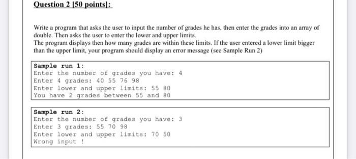 please write a program on netbeans java language Question 2 150 points]: