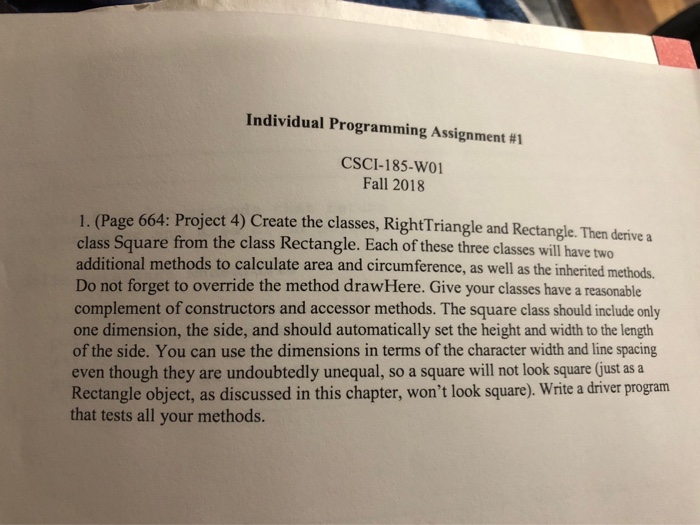  In Java Individual Programming Assignment #1 CSCI-185-W01 Fall 2018 1. (Page