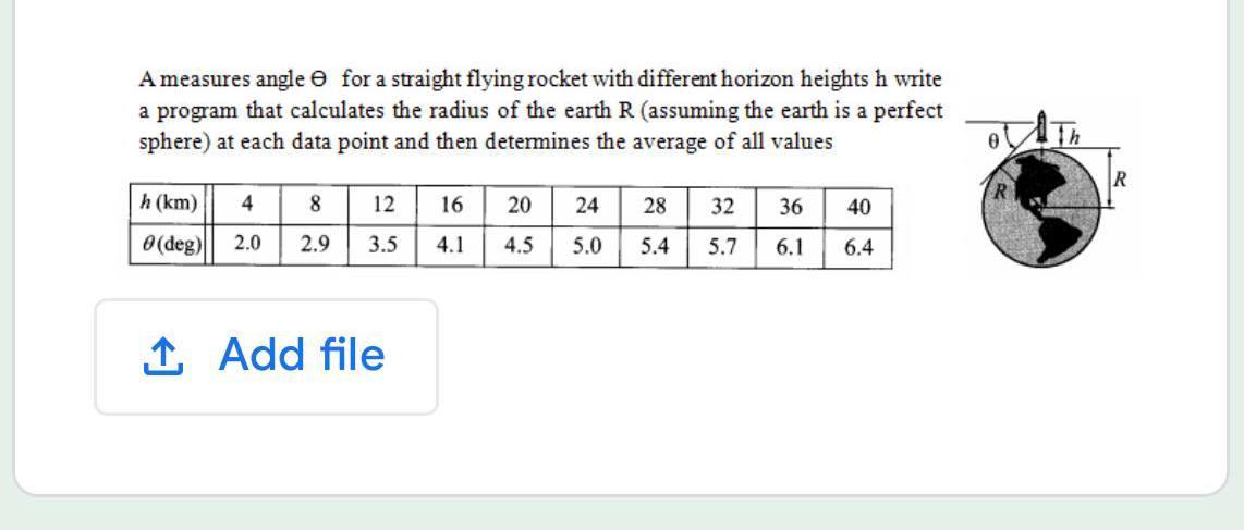A measures angle for a straight flying rocket with different horizon
