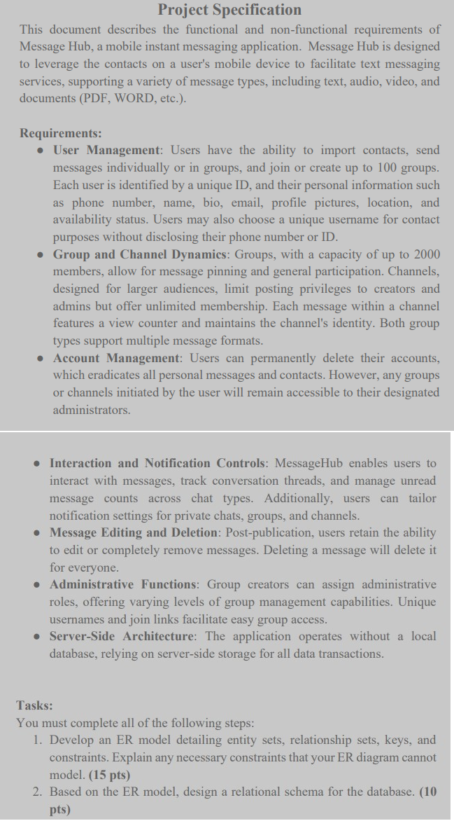  Project Specification This document describes the functional and non-functional requirements of