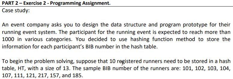  PART 2 - Exercise 2 - Programming Assignment. Case study: An
