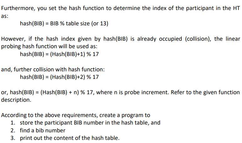 event company asks you to design the data structure and program prototype