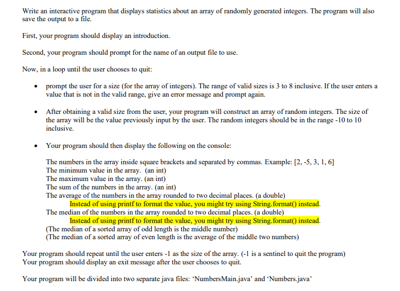 are described in detail below. When your program is ready for submission,