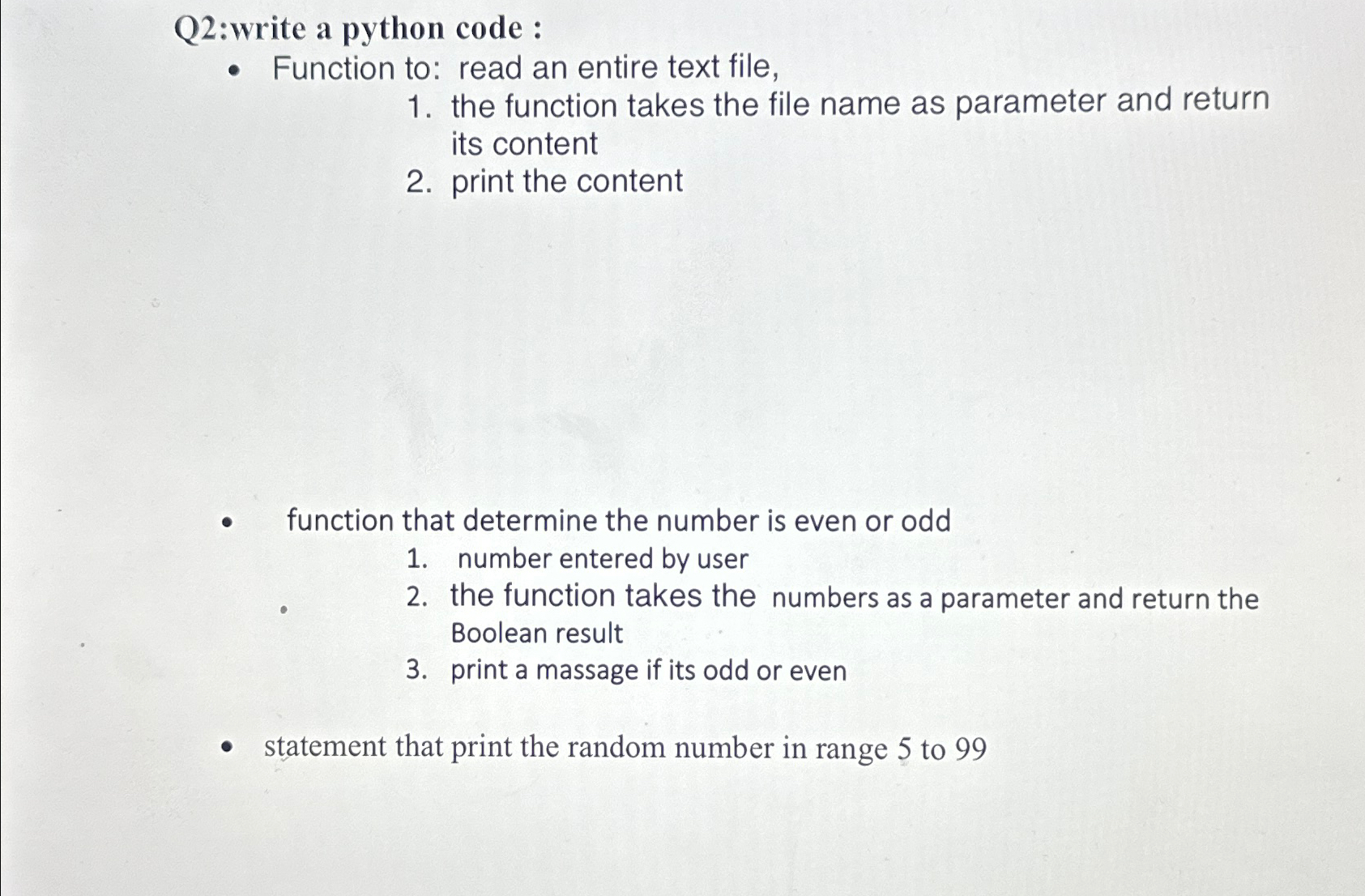  Q2:write a python code : Function to: read an entire text