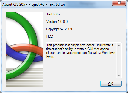 text editor program. The program will be implemented with Windows forms and