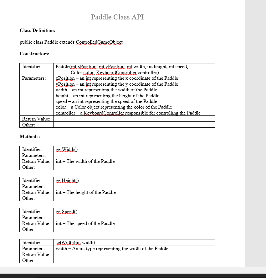 int representing the x coordinate of the Ball an int representing the