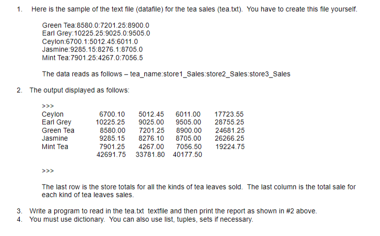 This is a question from Python class. We have to use dictionary.