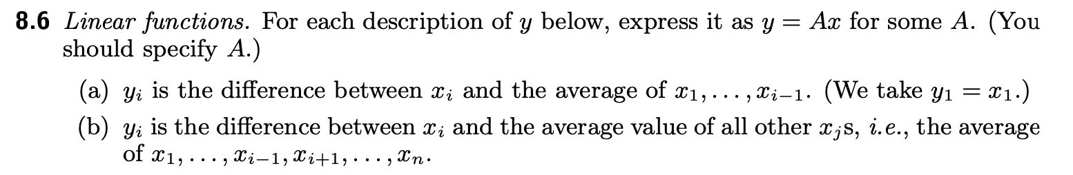  Answer it by using Python. 8.6 Linear functions. For each description