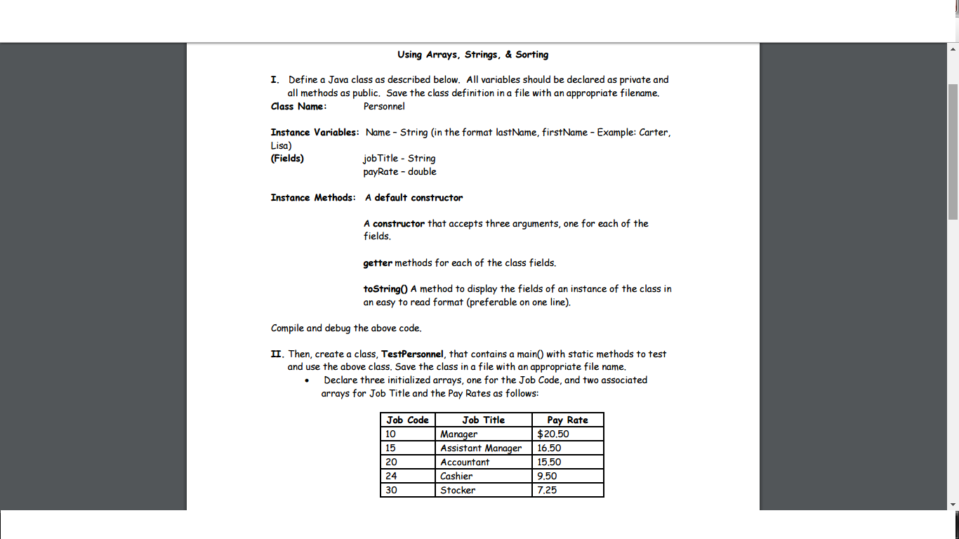 Can i get some assistance with this java program? Using Arrays, Strings,