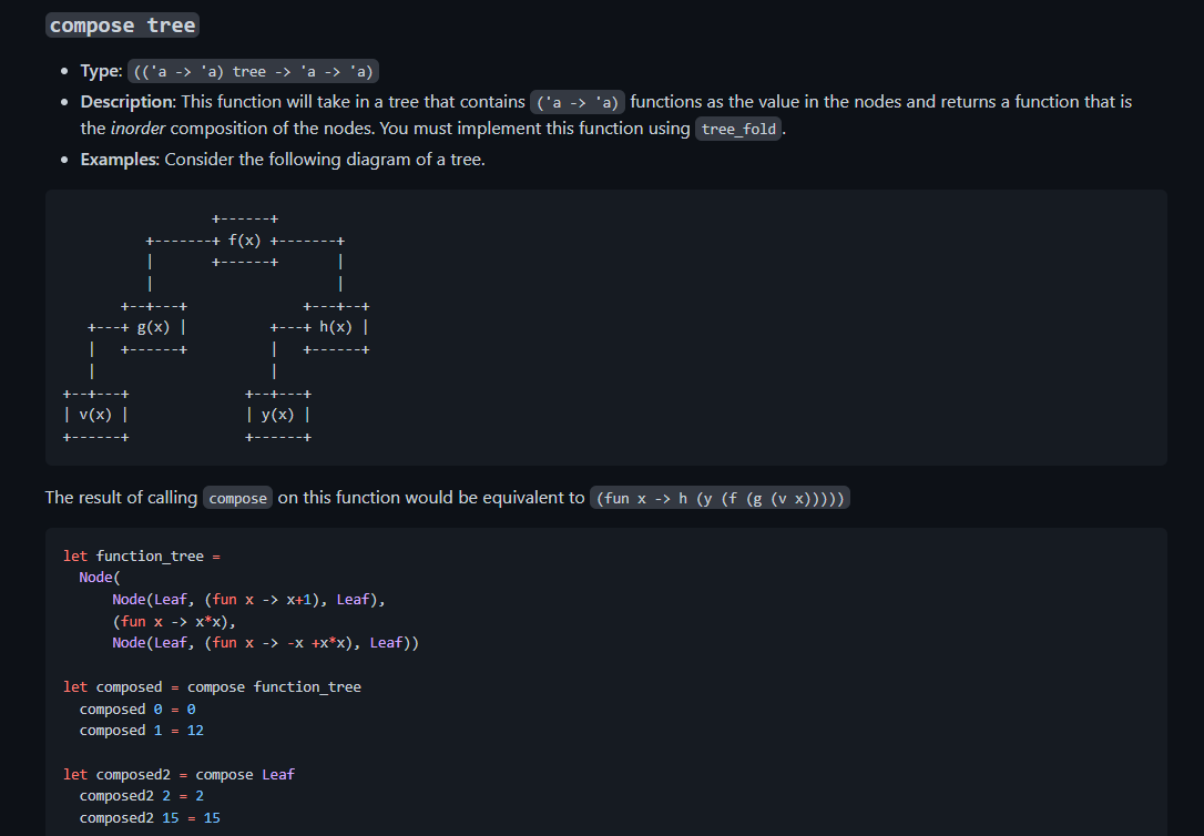'a tree = | Node of 'a tree * 'a * 'a