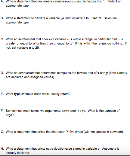 Write a statement that declares a variable woohoo and initializes it