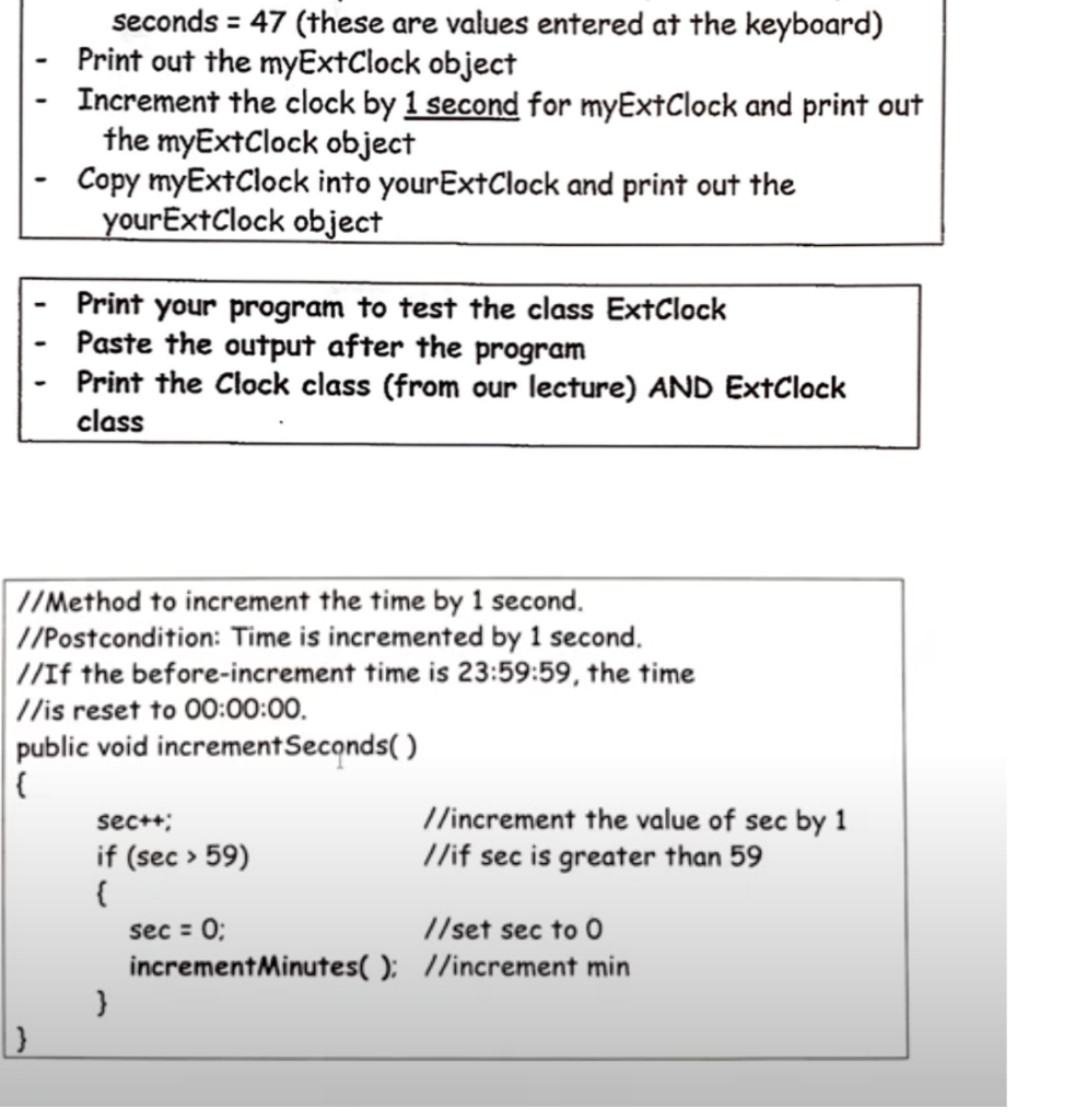 to create the program clock class is provided 4. We already designed