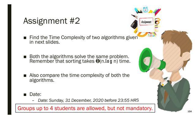  Course name : Design and Analysis or Algorithm Assignment #2 Assignment
