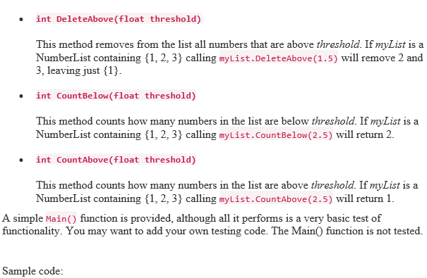 Numbers { public class NumberList { // Your private List field should