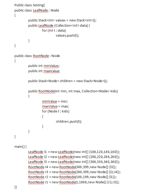 a node. Then two values and node will pass to another class