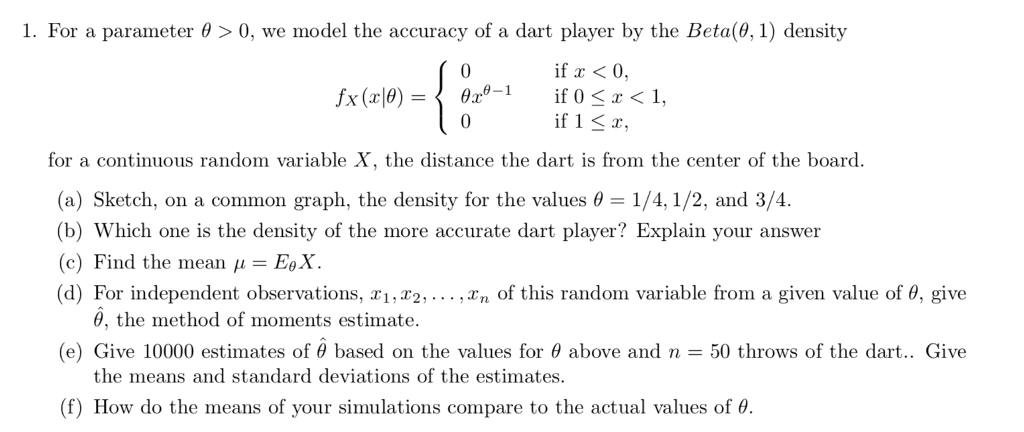 solve using R or R studio 1. For a parameter > 0,