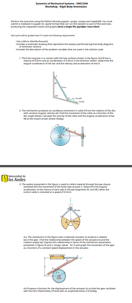 Perform the exercises using the Python libraries: Lupyter, sympy, numpy and