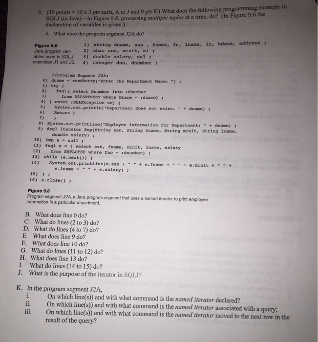 Help with SQL? What does the following programming example is the SQIJ