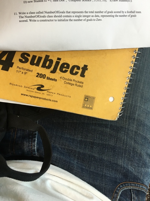  Write a class called NumberOfGoals that represents the total number of