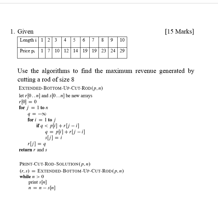 Given Use the algorithms to find the maximum revenue generated by