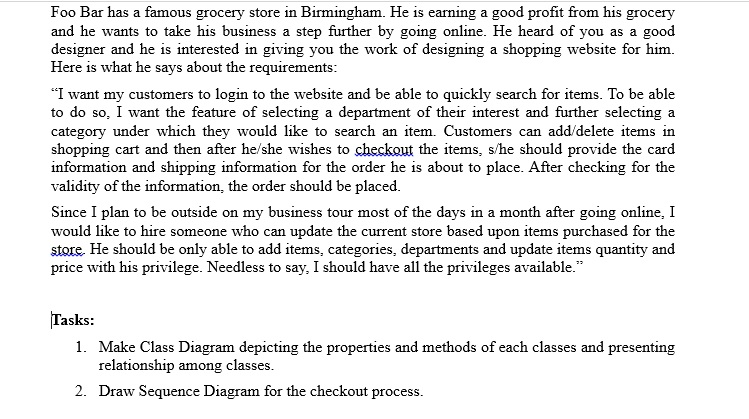 This is an assignment in using Use Case Diagrams, CRC Cards, Class