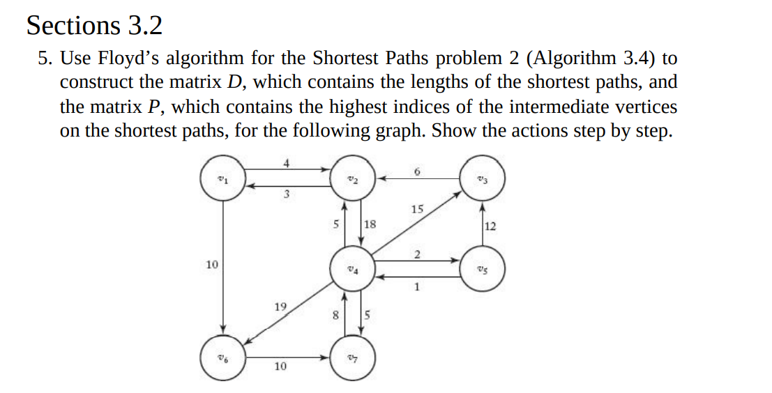 3.5) to find the shortest path from vertex V, to vertex V3,