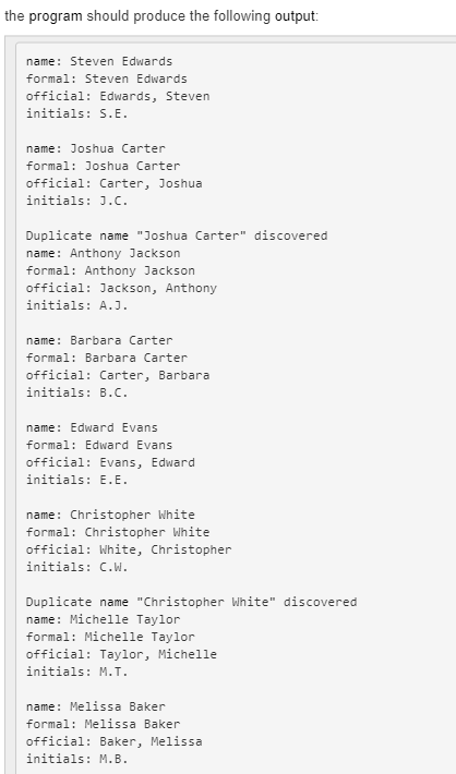 a space) A getofficial method that returns the last name followed by