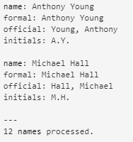 a comma and space), followed by the first name tostring and equals