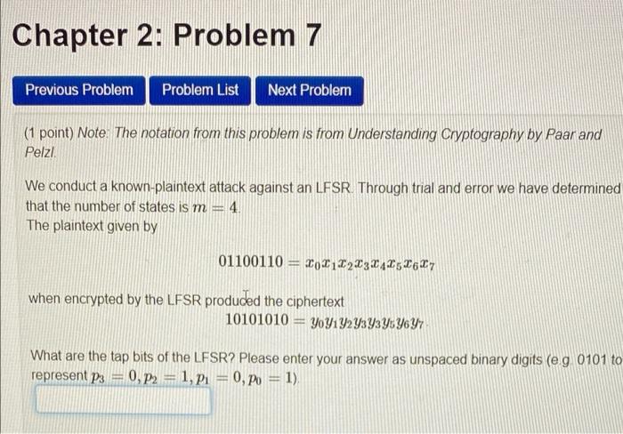  Chapter 2: Problem 7 Previous Problem Problem List Next Problem (1