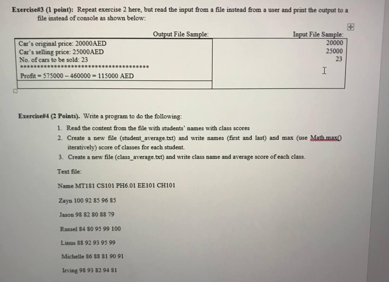  Exercise#3 (1 point): Repeat exercise 2 here, but read the input