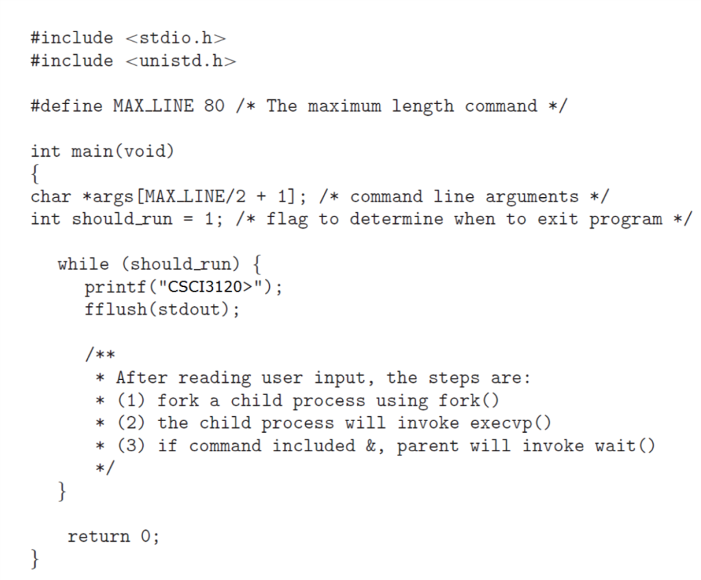 ASSIGNMENT TASK Design a C program to serve as a shell interface