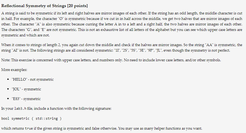 Please answer in cpp with comments if possible. ty Reflectional Symmetry of