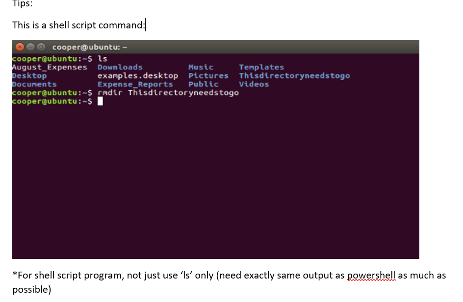 shell script expert help. This is output of powershell cmdlet: PS /home/linux>