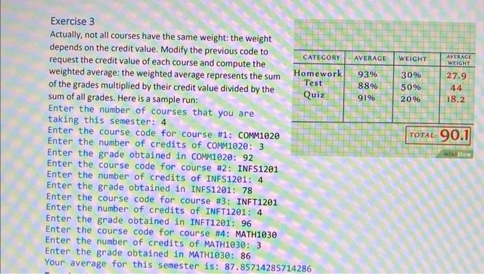 in python what is the answer Exercise 3 Actually, not all courses