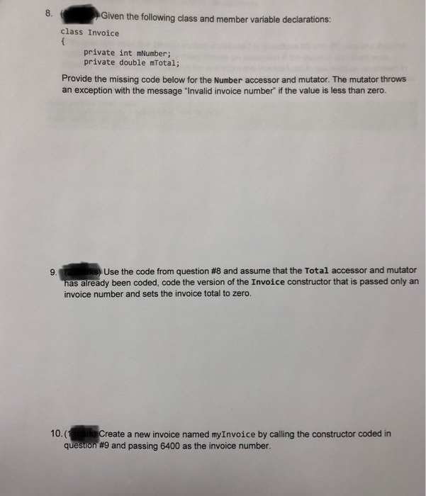  Using C# 8. Given the following class and member variable declarations:
