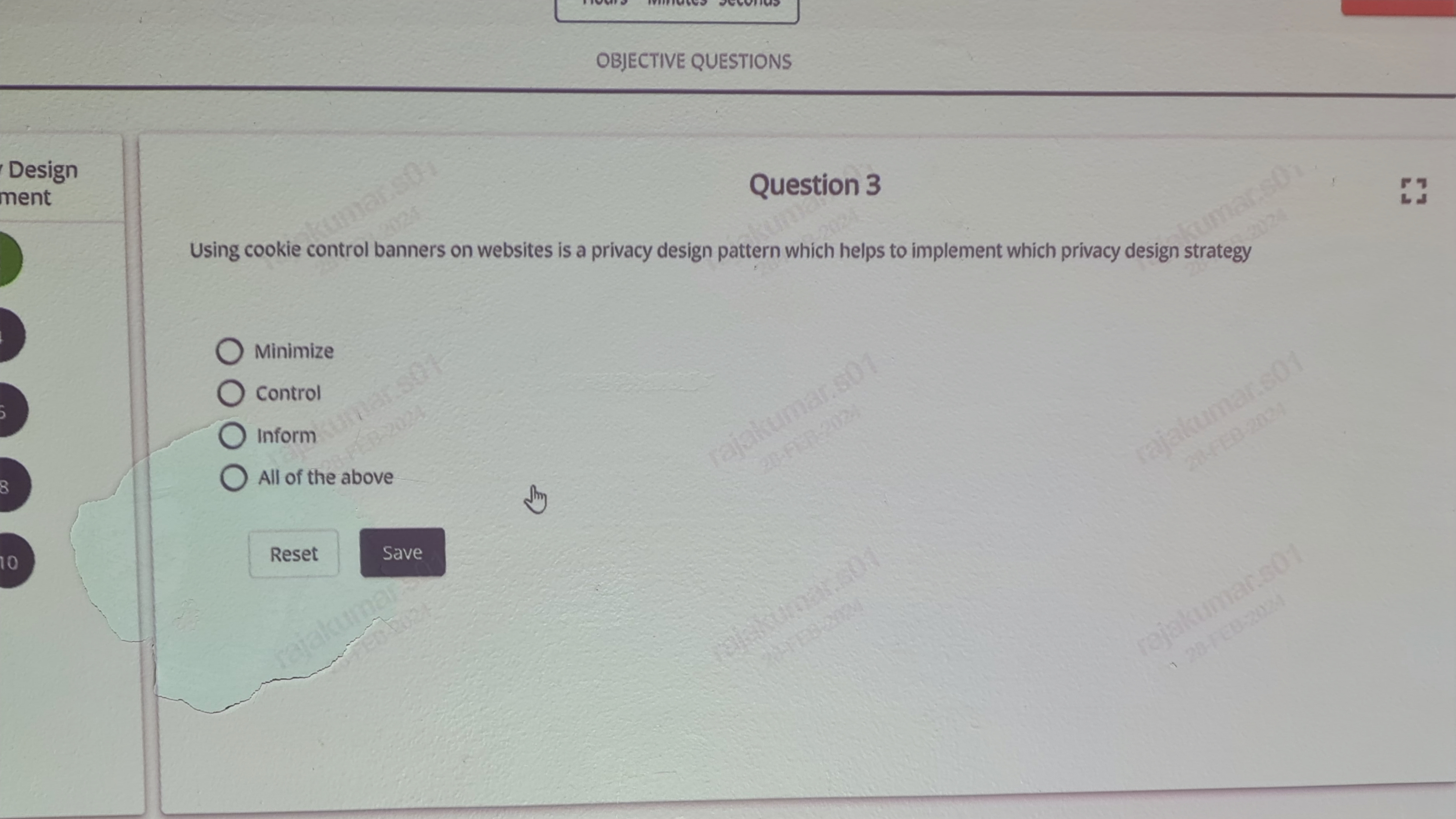  Question 3 Using cookie control banners on websites is a privacy